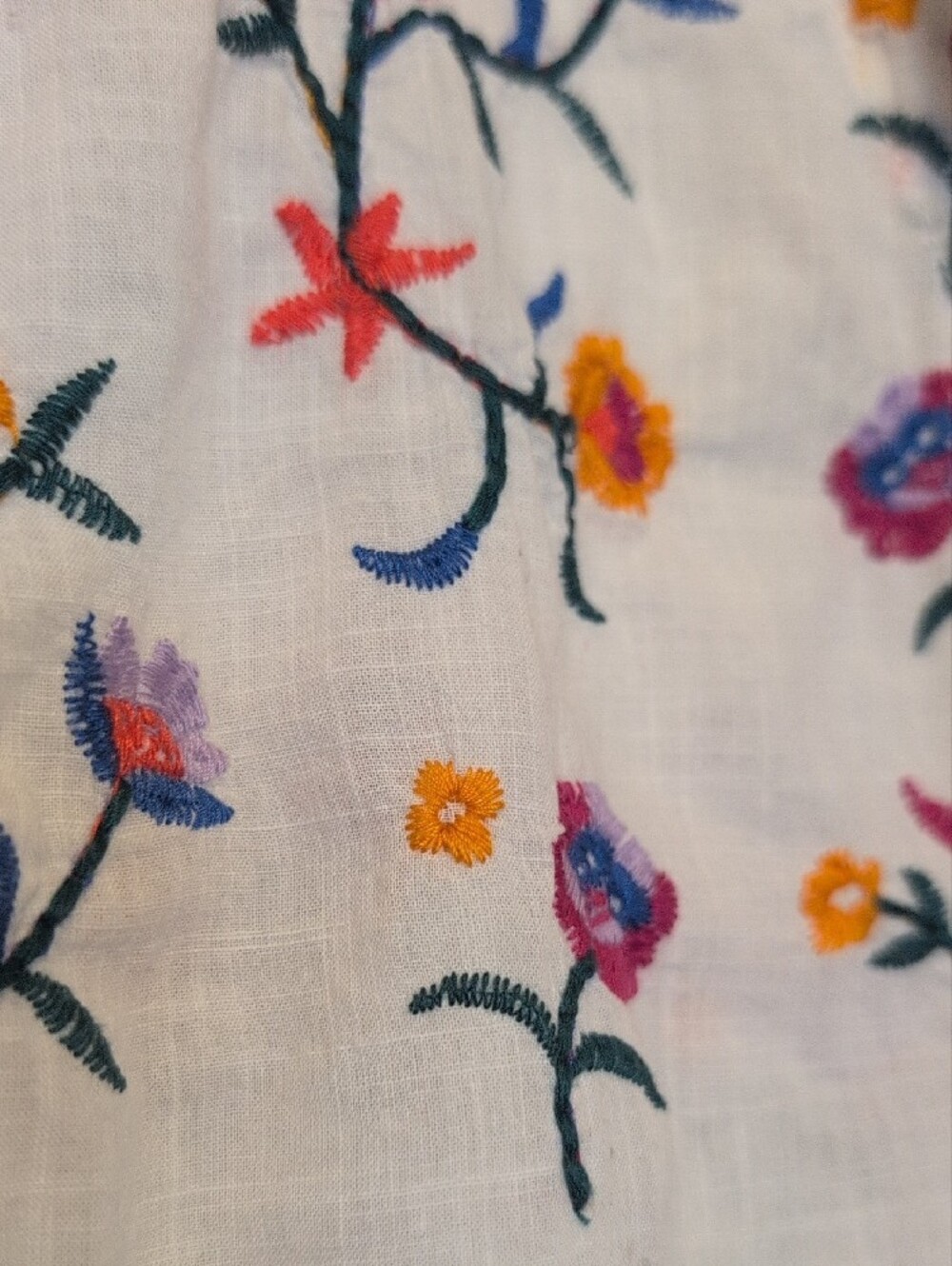 Anthropologie Pilcro White Floral Short Sleeve Blouse - Picture 4 of 9